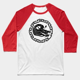 Black Dragon In Clouds Baseball T-Shirt